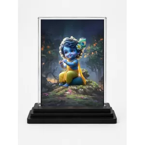 Bal Krishna Acrylic Car Dashboard Showpiece | Double-Sided Bal Krishna Photo Stand | 3 X 4 Inch Photo | Transparent Acrylic Frame With Black Base | Car Dashboard, Office & Table Decor (F70898) Bal Krishna Acrylic Car Dashboard Showpiece | Double-Sided Bal Krishna Photo Stand | 3 X 4 Inch Photo | Transparent Acrylic Frame With Black Base | Car Dashboard, Office & Table Decor (F70898)
