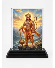 Hanuman Acrylic Car Dashboard Showpiece | Double-Sided Hanuman Photo Stand | 3 X 4 Inch Photo | Transparent Acrylic Frame With Black Base | Car Dashboard, Office & Table Decor (F70899)