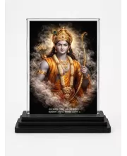 Lord Rama Acrylic Car Dashboard Showpiece | Double-Sided Lord Rama Photo Stand | 3 X 4 Inch Photo | Transparent Acrylic Frame With Black Base | Car Dashboard, Office & Table Decor (F70902)