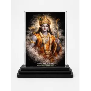 Lord Rama Acrylic Car Dashboard Showpiece | Double-Sided Lord Rama Photo Stand | 3 X 4 Inch Photo | Transparent Acrylic Frame With Black Base | Car Dashboard, Office & Table Decor (F70902)