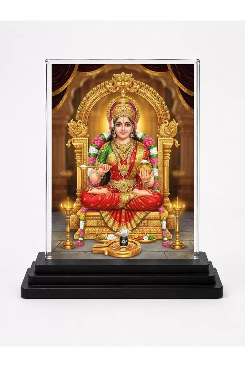 Hindu Deity Acrylic Car Dashboard Showpiece | Double-Sided Hindu Deity Photo Stand | 3 X 4 Inch Photo | Transparent Acrylic Frame With Black Base | Car Dashboard, Office & Table Decor (F70904)