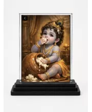 Hindu Deity Acrylic Car Dashboard Showpiece | Double-Sided Hindu Deity Photo Stand | 3 X 4 Inch Photo | Transparent Acrylic Frame With Black Base | Car Dashboard, Office & Table Decor (F70906)