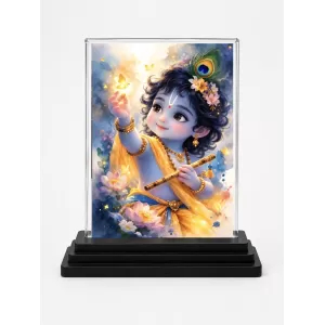 Bal Krishna Acrylic Car Dashboard Showpiece | Double-Sided Bal Krishna Photo Stand | 3 X 4 Inch Photo | Transparent Acrylic Frame With Black Base | Car Dashboard, Office & Table Decor (F70908) Bal Krishna Acrylic Car Dashboard Showpiece | Double-Sided Bal Krishna Photo Stand | 3 X 4 Inch Photo | Transparent Acrylic Frame With Black Base | Car Dashboard, Office & Table Decor (F70908)