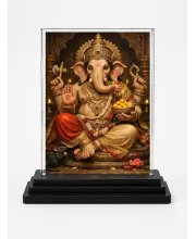 Hindu Deity Acrylic Car Dashboard Showpiece | Double-Sided Hindu Deity Photo Stand | 3 X 4 Inch Photo | Transparent Acrylic Frame With Black Base | Car Dashboard, Office & Table Decor (F70909)