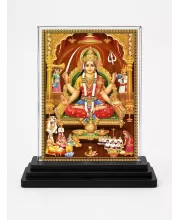 Santoshi Mata Acrylic Car Dashboard Showpiece | Double-Sided Santoshi Mata Photo Stand | 3 X 4 Inch Photo | Transparent Acrylic Frame With Black Base | Car Dashboard, Office & Table Decor (F70910)