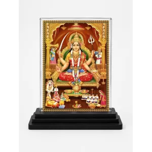 Santoshi Mata Acrylic Car Dashboard Showpiece | Double-Sided Santoshi Mata Photo Stand | 3 X 4 Inch Photo | Transparent Acrylic Frame With Black Base | Car Dashboard, Office & Table Decor (F70910)