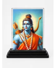 Lord Rama Acrylic Car Dashboard Showpiece | Double-Sided Lord Rama Photo Stand | 3 X 4 Inch Photo | Transparent Acrylic Frame With Black Base | Car Dashboard, Office & Table Decor (F70912)