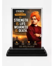 Vivekananda Acrylic Car Dashboard Showpiece | Double-Sided Vivekananda Photo Stand | 3 X 4 Inch Photo | Transparent Acrylic Frame With Black Base | Car Dashboard, Office & Table Decor (F70913)