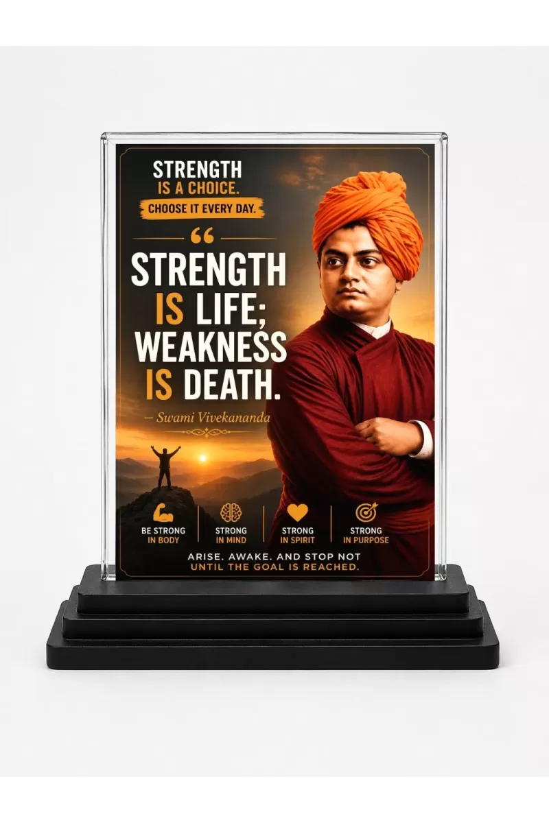 Vivekananda Acrylic Car Dashboard Showpiece | Double-Sided Vivekananda Photo Stand | 3 X 4 Inch Photo | Transparent Acrylic Frame With Black Base | Car Dashboard, Office & Table Decor (F70913)