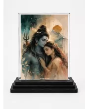 Parvati Acrylic Car Dashboard Showpiece | Double-Sided Parvati Photo Stand | 3 X 4 Inch Photo | Transparent Acrylic Frame With Black Base | Car Dashboard, Office & Table Decor (F70915)