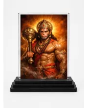 Hanuman Acrylic Car Dashboard Showpiece | Double-Sided Hanuman Photo Stand | 3 X 4 Inch Photo | Transparent Acrylic Frame With Black Base | Car Dashboard, Office & Table Decor (F70921)
