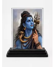 Shiva Acrylic Car Dashboard Showpiece | Double-Sided Shiva Photo Stand | 3 X 4 Inch Photo | Transparent Acrylic Frame With Black Base | Car Dashboard, Office & Table Decor (F70922)