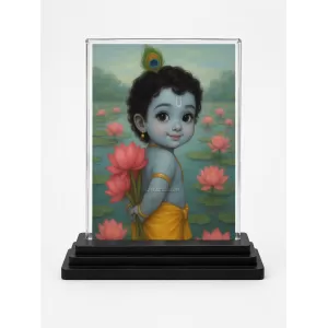 Bal Krishna Acrylic Car Dashboard Showpiece | Double-Sided Bal Krishna Photo Stand | 3 X 4 Inch Photo | Transparent Acrylic Frame With Black Base | Car Dashboard, Office & Table Decor (F70928) Bal Krishna Acrylic Car Dashboard Showpiece | Double-Sided Bal Krishna Photo Stand | 3 X 4 Inch Photo | Transparent Acrylic Frame With Black Base | Car Dashboard, Office & Table Decor (F70928)