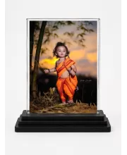 Lord Rama Acrylic Car Dashboard Showpiece | Double-Sided Lord Rama Photo Stand | 3 X 4 Inch Photo | Transparent Acrylic Frame With Black Base | Car Dashboard, Office & Table Decor (F70931)