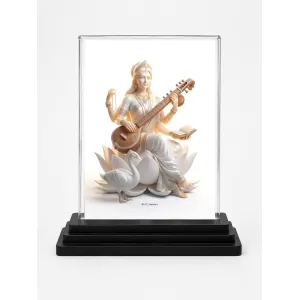 Saraswati Acrylic Car Dashboard Showpiece | Double-Sided Saraswati Photo Stand | 3 X 4 Inch Photo | Transparent Acrylic Frame With Black Base | Car Dashboard, Office & Table Decor (F70933) Saraswati Acrylic Car Dashboard Showpiece | Double-Sided Saraswati Photo Stand | 3 X 4 Inch Photo | Transparent Acrylic Frame With Black Base | Car Dashboard, Office & Table Decor (F70933)