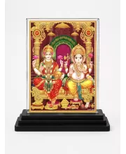 Lord Ganesha Acrylic Car Dashboard Showpiece | Double-Sided Lord Ganesha Photo Stand | 3 X 4 Inch Photo | Transparent Acrylic Frame With Black Base | Car Dashboard, Office & Table Decor (F70935)