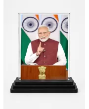 Modi Acrylic Car Dashboard Showpiece | Double-Sided Modi Photo Stand | 3 X 4 Inch Photo | Transparent Acrylic Frame With Black Base | Car Dashboard, Office & Table Decor (F70936)