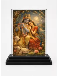 Hindu Goddess Acrylic Car Dashboard Showpiece | Double-Sided Hindu Goddess Photo Stand | 3 X 4 Inch Photo | Transparent Acrylic Frame With Black Base | Car Dashboard, Office & Table Decor (F70937)