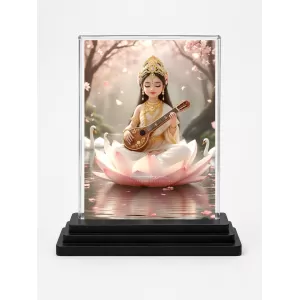 Saraswati Acrylic Car Dashboard Showpiece | Double-Sided Saraswati Photo Stand | 3 X 4 Inch Photo | Transparent Acrylic Frame With Black Base | Car Dashboard, Office & Table Decor (F70938) Saraswati Acrylic Car Dashboard Showpiece | Double-Sided Saraswati Photo Stand | 3 X 4 Inch Photo | Transparent Acrylic Frame With Black Base | Car Dashboard, Office & Table Decor (F70938)