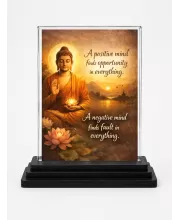 Goutam Buddha Quotes English Acrylic Car Dashboard Showpiece | Double-Sided Goutam Buddha Quotes English Photo Stand | 3 X 4 Inch Photo | Transparent Acrylic Frame With Black Base | Car Dashboard, Office & Table Decor (F70941)