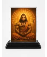 Hanuman Acrylic Car Dashboard Showpiece | Double-Sided Hanuman Photo Stand | 3 X 4 Inch Photo | Transparent Acrylic Frame With Black Base | Car Dashboard, Office & Table Decor (F70947)