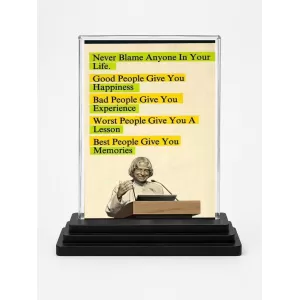 Abdul Kalam Quotes Inspirational Acrylic Car Dashboard Showpiece | Double-Sided Abdul Kalam Quotes Inspirational Photo Stand | 3 X 4 Inch Photo | Transparent Acrylic Frame With Black Base | Car Dashboard, Office & Table Decor (F70951)