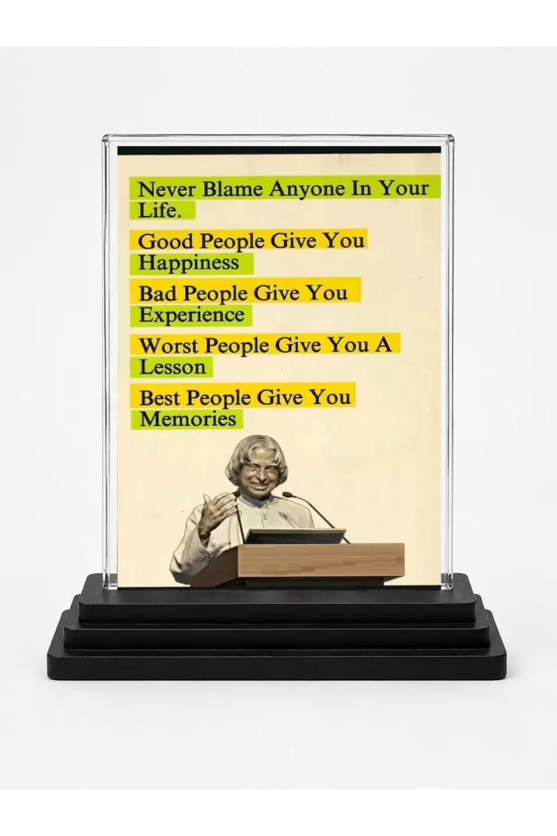 Abdul Kalam Quotes Inspirational Acrylic Car Dashboard Showpiece | Double-Sided Abdul Kalam Quotes Inspirational Photo Stand | 3 X 4 Inch Photo | Transparent Acrylic Frame With Black Base | Car Dashboard, Office & Table Decor (F70951)