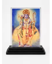 Hindu Deity Acrylic Car Dashboard Showpiece | Double-Sided Hindu Deity Photo Stand | 3 X 4 Inch Photo | Transparent Acrylic Frame With Black Base | Car Dashboard, Office & Table Decor (F70959)
