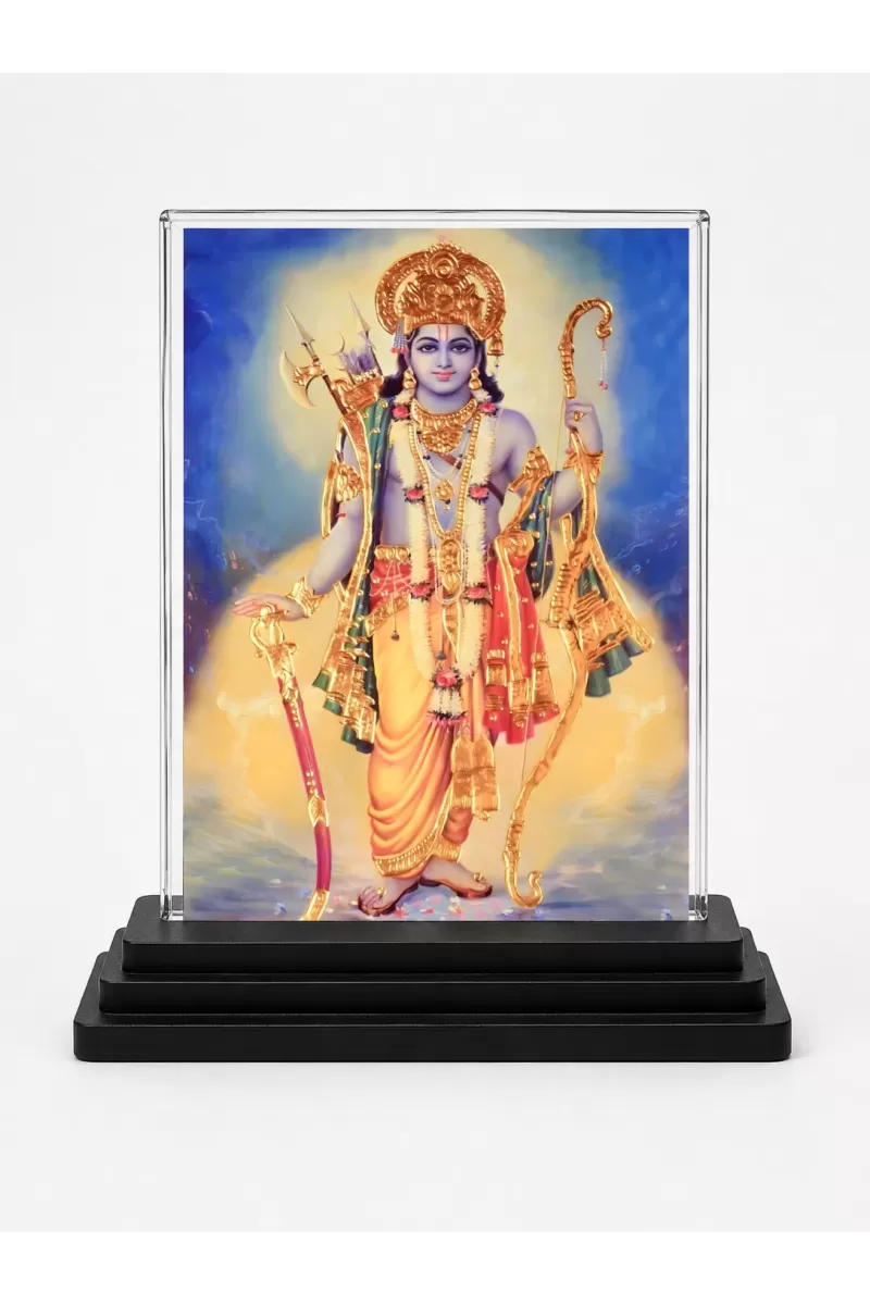 Hindu Deity Acrylic Car Dashboard Showpiece | Double-Sided Hindu Deity Photo Stand | 3 X 4 Inch Photo | Transparent Acrylic Frame With Black Base | Car Dashboard, Office & Table Decor (F70959)