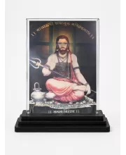 Narasimha Acrylic Car Dashboard Showpiece | Double-Sided Narasimha Photo Stand | 3 X 4 Inch Photo | Transparent Acrylic Frame With Black Base | Car Dashboard, Office & Table Decor (F70960)