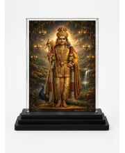 Hindu Deity Acrylic Car Dashboard Showpiece | Double-Sided Hindu Deity Photo Stand | 3 X 4 Inch Photo | Transparent Acrylic Frame With Black Base | Car Dashboard, Office & Table Decor (F70961)