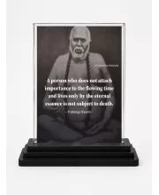 Railanga Swami Acrylic Car Dashboard Showpiece | Double-Sided Railanga Swami Photo Stand | 3 X 4 Inch Photo | Transparent Acrylic Frame With Black Base | Car Dashboard, Office & Table Decor (F70963)