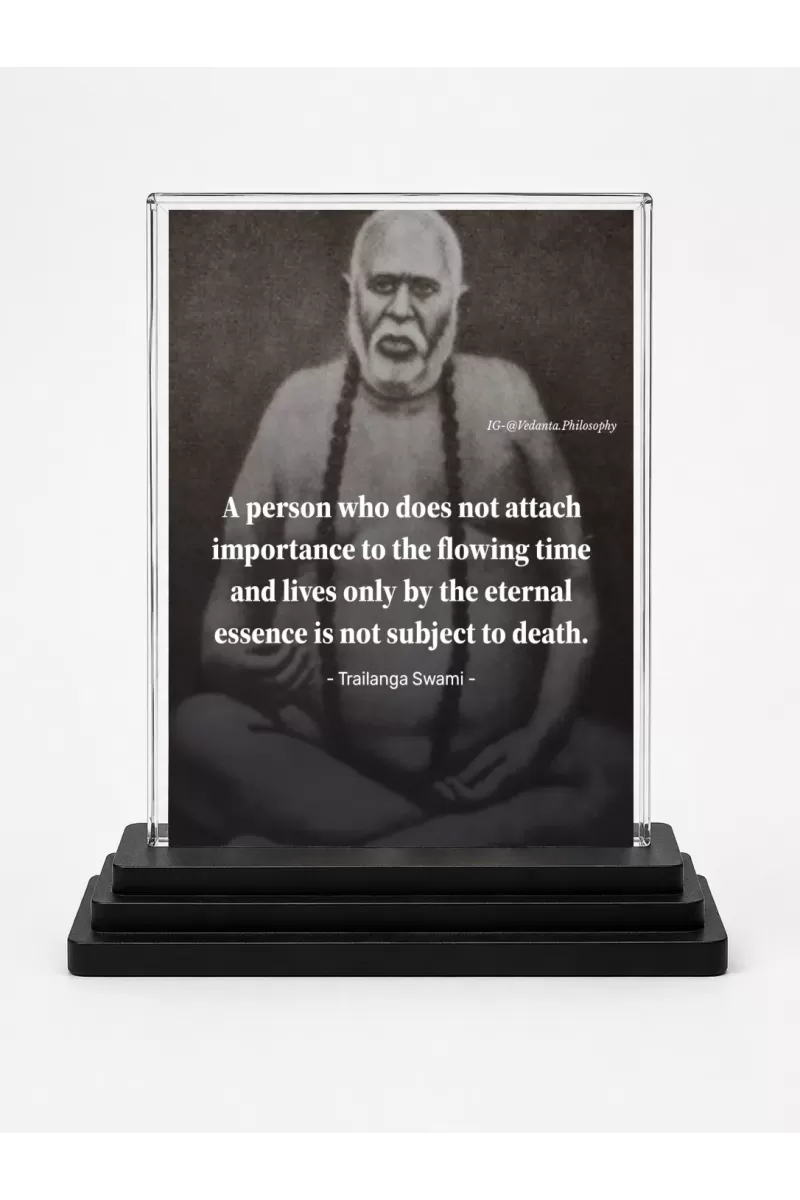 Railanga Swami Acrylic Car Dashboard Showpiece | Double-Sided Railanga Swami Photo Stand | 3 X 4 Inch Photo | Transparent Acrylic Frame With Black Base | Car Dashboard, Office & Table Decor (F70963)