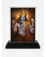 Hindu Deity Acrylic Car Dashboard Showpiece | Double-Sided Hindu Deity Photo Stand | 3 X 4 Inch Photo | Transparent Acrylic Frame With Black Base | Car Dashboard, Office & Table Decor (F70964)