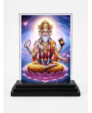 Hindu Deity Acrylic Car Dashboard Showpiece | Double-Sided Hindu Deity Photo Stand | 3 X 4 Inch Photo | Transparent Acrylic Frame With Black Base | Car Dashboard, Office & Table Decor (F70966)