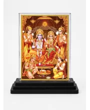 Ram Darbar Acrylic Car Dashboard Showpiece | Double-Sided Ram Darbar Photo Stand | 3 X 4 Inch Photo | Transparent Acrylic Frame With Black Base | Car Dashboard, Office & Table Decor (F70968)