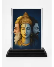 Hindu Deity Acrylic Car Dashboard Showpiece | Double-Sided Hindu Deity Photo Stand | 3 X 4 Inch Photo | Transparent Acrylic Frame With Black Base | Car Dashboard, Office & Table Decor (F70969)