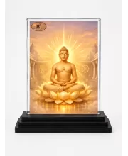 Mahavira Acrylic Car Dashboard Showpiece | Double-Sided Mahavira Photo Stand | 3 X 4 Inch Photo | Transparent Acrylic Frame With Black Base | Car Dashboard, Office & Table Decor (F70970)