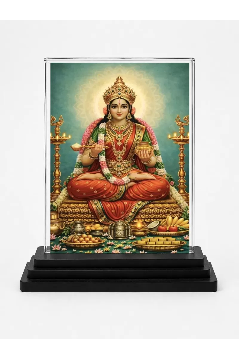 Hindu Deity Acrylic Car Dashboard Showpiece | Double-Sided Hindu Deity Photo Stand | 3 X 4 Inch Photo | Transparent Acrylic Frame With Black Base | Car Dashboard, Office & Table Decor (F70971)
