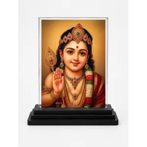 Murugan Acrylic Car Dashboard Showpiece | Double-Sided Murugan Photo Stand | 3 X 4 Inch Photo | Transparent Acrylic Frame With Black Base | Car Dashboard, Office & Table Decor (F70973) Murugan Acrylic Car Dashboard Showpiece | Double-Sided Murugan Photo Stand | 3 X 4 Inch Photo | Transparent Acrylic Frame With Black Base | Car Dashboard, Office & Table Decor (F70973)