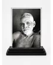 Lord Rama Acrylic Car Dashboard Showpiece | Double-Sided Lord Rama Photo Stand | 3 X 4 Inch Photo | Transparent Acrylic Frame With Black Base | Car Dashboard, Office & Table Decor (F70975)