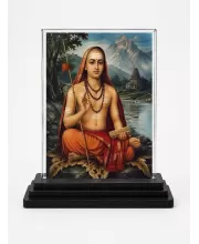 Durga Maa Acrylic Car Dashboard Showpiece | Double-Sided Durga Maa Photo Stand | 3 X 4 Inch Photo | Transparent Acrylic Frame With Black Base | Car Dashboard, Office & Table Decor (F70976)