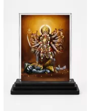 Ma Goddess Kali Acrylic Car Dashboard Showpiece | Double-Sided Ma Goddess Kali Photo Stand | 3 X 4 Inch Photo | Transparent Acrylic Frame With Black Base | Car Dashboard, Office & Table Decor (F70977)