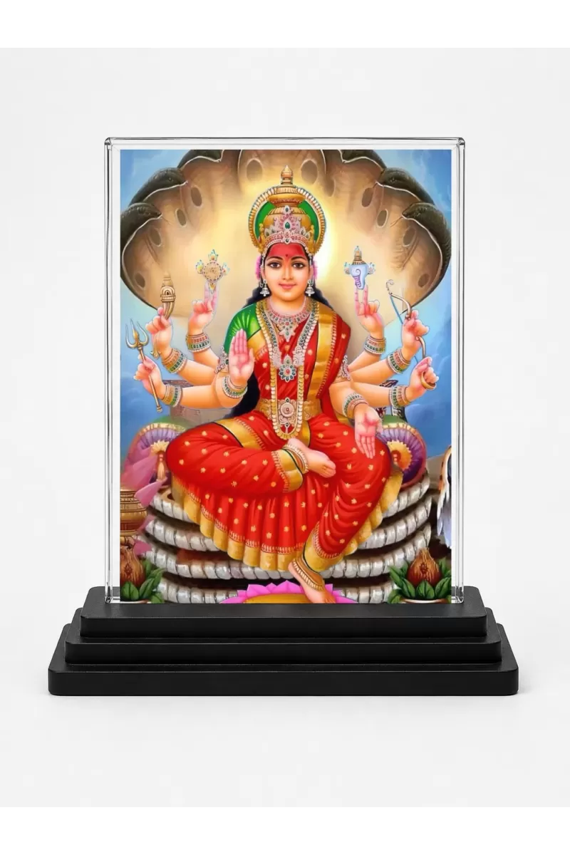 Lord Ganesha Acrylic Car Dashboard Showpiece | Double-Sided Lord Ganesha Photo Stand | 3 X 4 Inch Photo | Transparent Acrylic Frame With Black Base | Car Dashboard, Office & Table Decor (F70978)