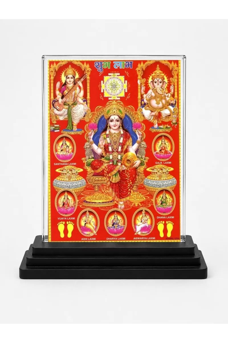 Lord Ganesha Acrylic Car Dashboard Showpiece | Double-Sided Lord Ganesha Photo Stand | 3 X 4 Inch Photo | Transparent Acrylic Frame With Black Base | Car Dashboard, Office & Table Decor (F70980)