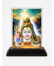 Shiva Acrylic Car Dashboard Showpiece | Double-Sided Shiva Photo Stand | 3 X 4 Inch Photo | Transparent Acrylic Frame With Black Base | Car Dashboard, Office & Table Decor (F70982)