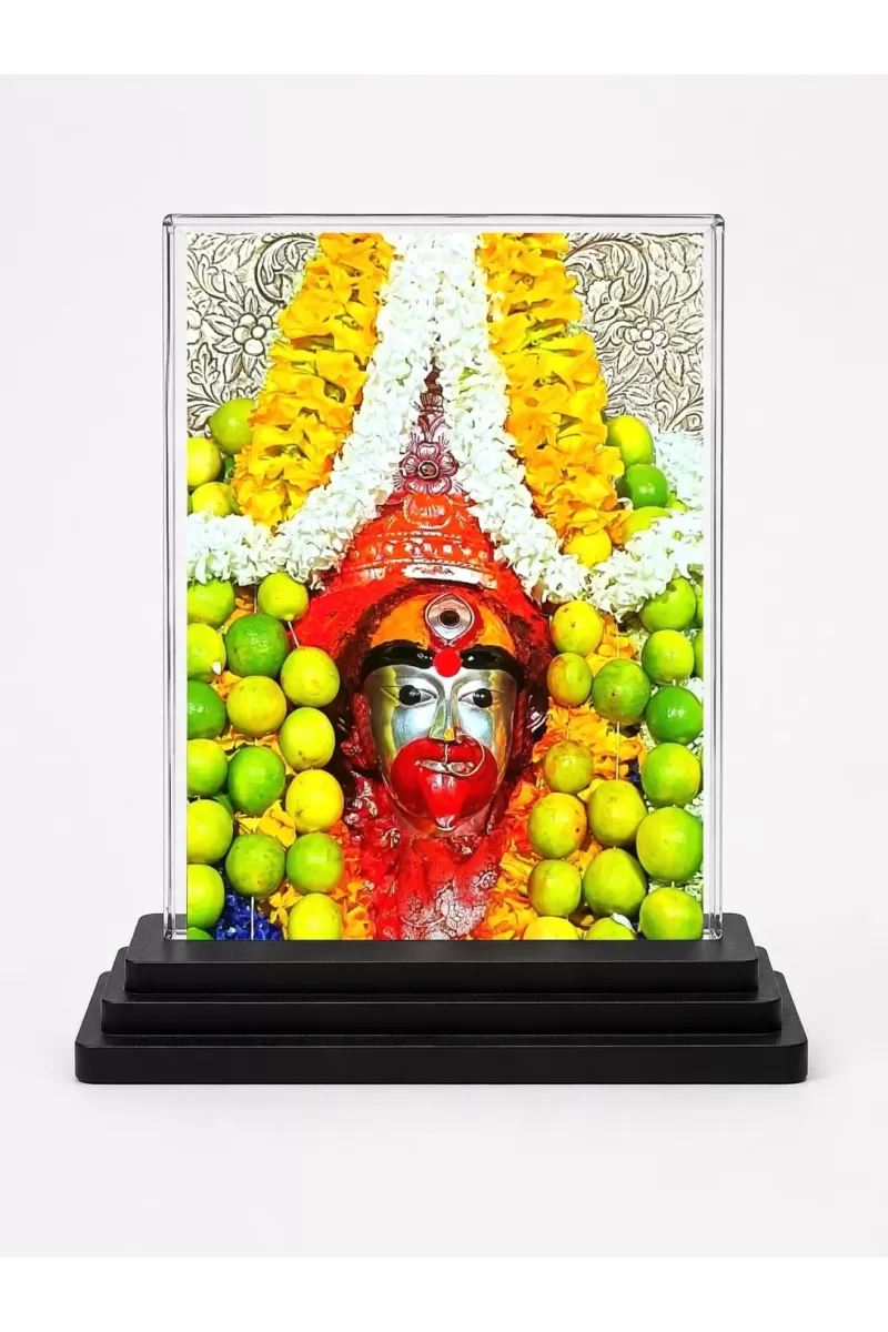 Hanuman Acrylic Car Dashboard Showpiece | Double-Sided Hanuman Photo Stand | 3 X 4 Inch Photo | Transparent Acrylic Frame With Black Base | Car Dashboard, Office & Table Decor (F70994)