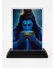 Shiva Acrylic Car Dashboard Showpiece | Double-Sided Shiva Photo Stand | 3 X 4 Inch Photo | Transparent Acrylic Frame With Black Base | Car Dashboard, Office & Table Decor (F70998)