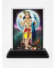 Lord Murugan Acrylic Car Dashboard Showpiece | Double-Sided Lord Murugan Photo Stand | 3 X 4 Inch Photo | Transparent Acrylic Frame With Black Base | Car Dashboard, Office & Table Decor (F71000)