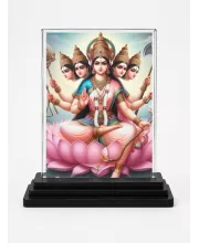 Gayatri Acrylic Car Dashboard Showpiece | Double-Sided Gayatri Photo Stand | 3 X 4 Inch Photo | Transparent Acrylic Frame With Black Base | Car Dashboard, Office & Table Decor (F71001)